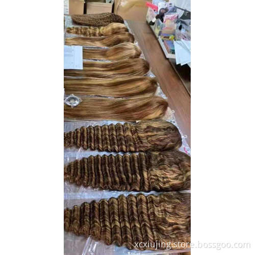 REINE #4/30, 27 Highlight Colored Pre Plucked Lace  Frontal Human Hair Wigs double drawn Vietnam human hair wig For Black Women